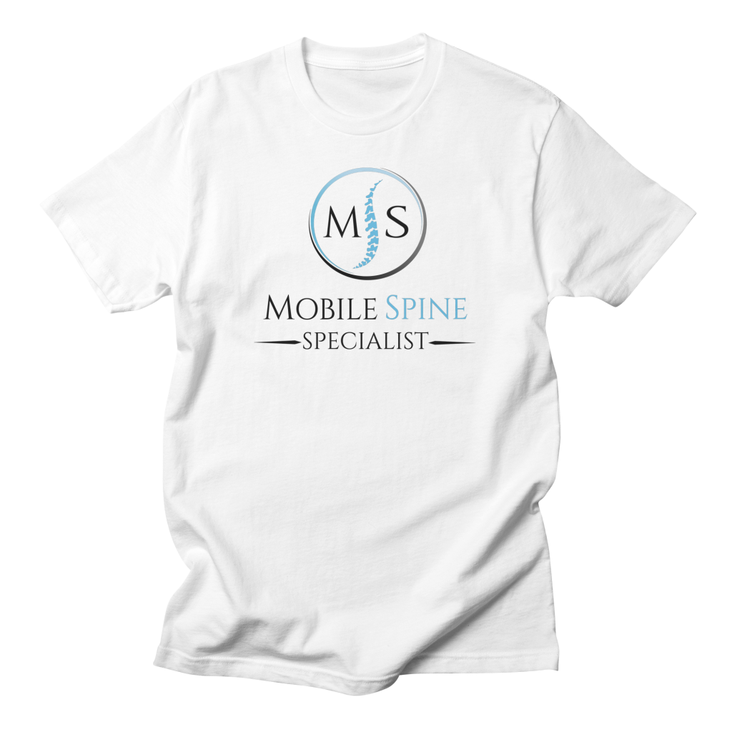 mobile spine specialist white t-shirt